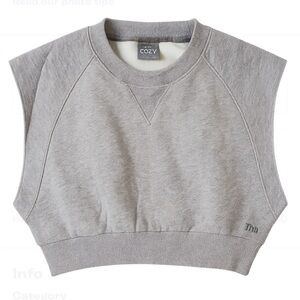 TNA Cozy Fleece Cropped Sleeveless Sweatshirt Gray Women’s XS/XXS Aritzia